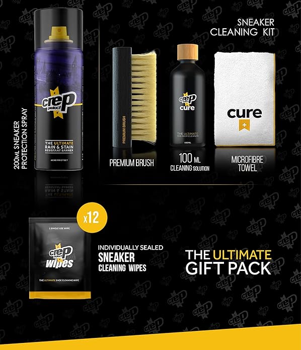 Crep Protect The Ultimate Shoe Care Bundle Gift Pack - Shoe Protector Spray - Sneaker Cleaner - Quick Cleaning Wipes - Premium Bush & Microfiber Cloths