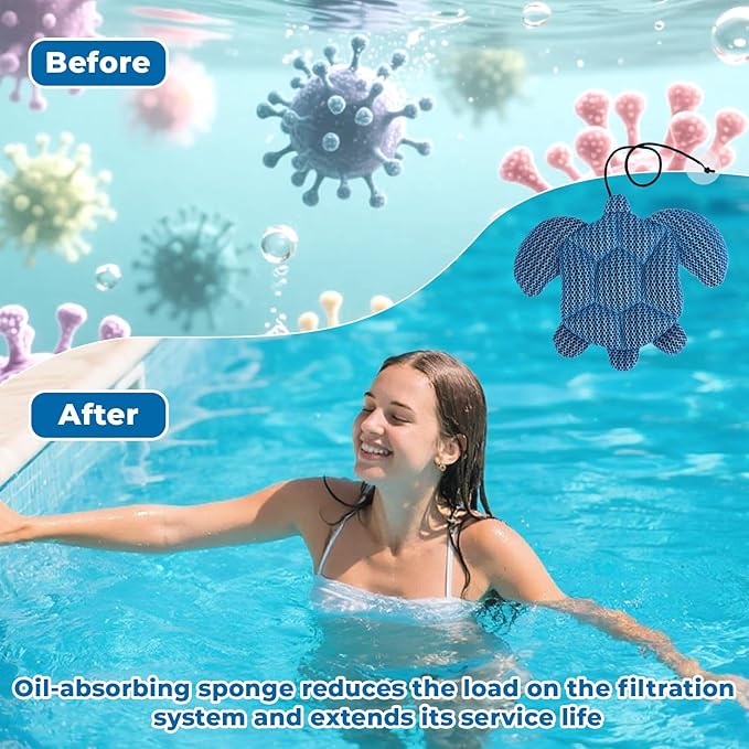 2 Pack Hot Tub Scum Absorber, Reusable Hot Tub Floating Sponge Absorber Cleaner, Hot Tub Accessories Absorb Oil & Dirt to Keep Your Hot Tub Water Clean and Clear
