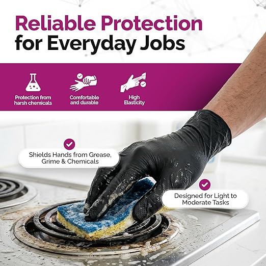 GripProtect® Precise Black Nitrile Gloves, Exam, 4 Mil, Food, Home, Cleaning, Medical/Dental, Tattoo (Small, 1,000)