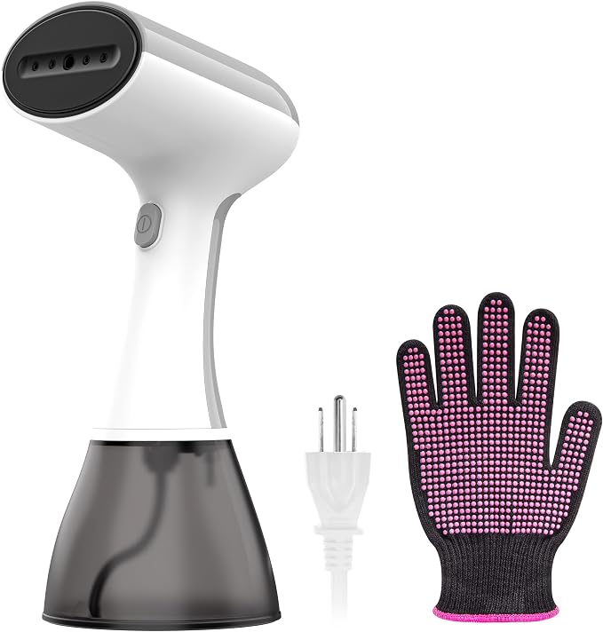 GS01 Handheld Clothes Steamer, 400ml Large Water Tank 1500W Fast Heat Up Portable Travel Wrinkle Remover (White)