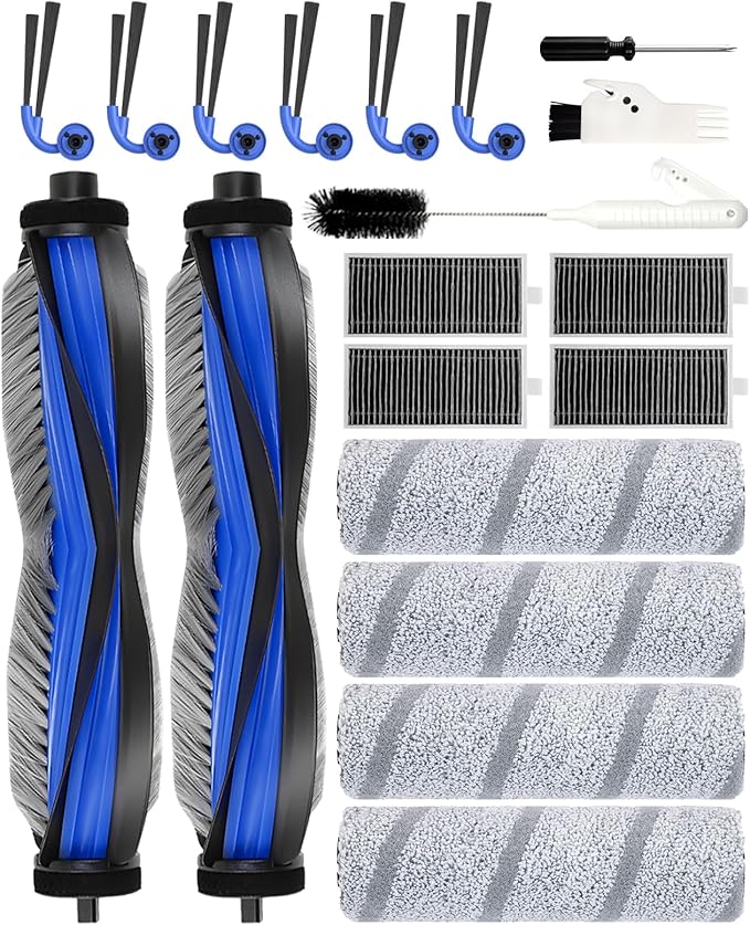 X11 OmniCyclone Accessories Kit for Ecovacs Deebot X11 OmniCyclone/X11 Pro Omni/T80S Omni/Yeedi S20 Infinity/Yeedi S16 Plus, Deebot x11 Replacement Parts:2 Main Brush, 4 Roller Mop, 6 Side Brush