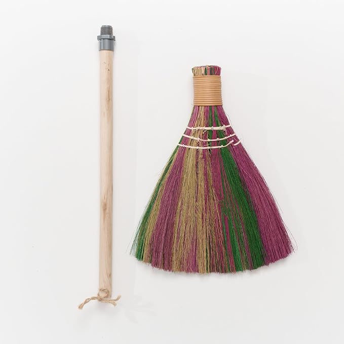 Vietnamese Colorful Straw Soft Broom, Natural Whisk Broom Sweeping Broom, Broom for Cleaning, Decorations Item Indoor Outdoor, Wedding Broom with 29.52" Length