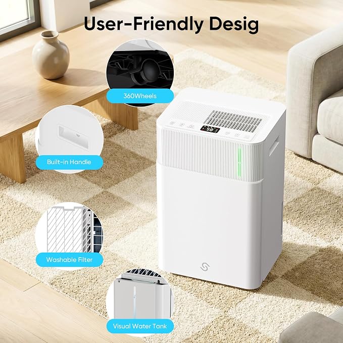 HUMILABS 50 Pints Dehumidifier for Home, 4500 Sq. Ft Dehumidifier for Basement with Drain Hose, Smart APP Control, Ultra Quiet, Auto Defrost and 24HR Timer, for Bedroom, Garage, RV and Large Room