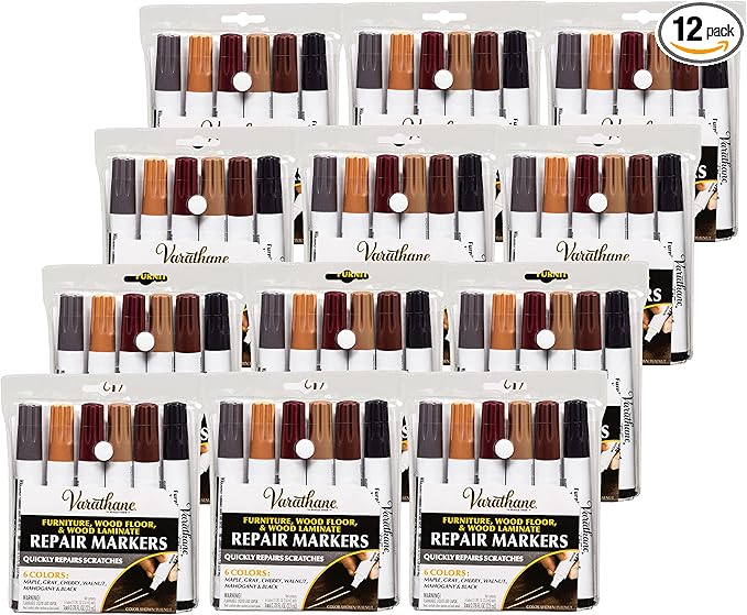 Varathane 347840-12PK Wood Stain Repair Marker Kit, Assorted Warm Tones, (Pack of 12)