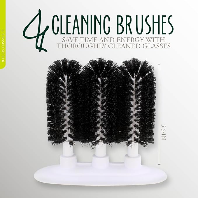 3 Brush Glass Washer Triple Glass Rinser, Cup Washer Brush