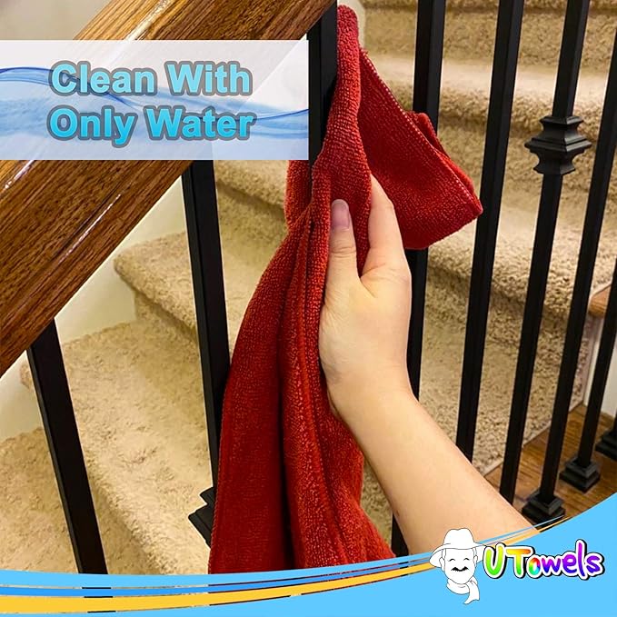 Cleaning Wash-Cloth Towels - Large 27" x 16" Microfiber Rags - Highly Absorbent, Lint Free Streak Free for House, Kitchen, Car, Window Detailing Reusable Shop Towels (6-Pack, Royal Blue)