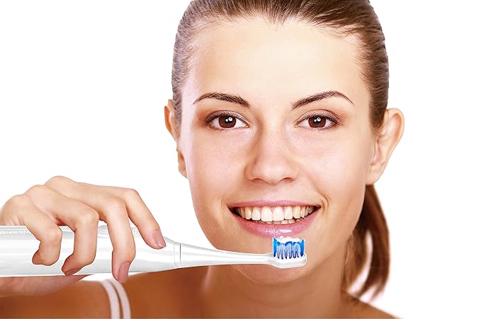 Pursonic S750 Sonic Toothbrush (White) — Smart Series Electronic Power Rechargeable Battery Toothbrus for Adults — 12 Bonus Brush Head