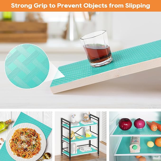 Blue Fridge Liner Shelf Liners for Kitchen Cabinet Refrigerator Liners Waterproof & Oil-Proof Kitchen Cupboard Liner Non Adhesive Drawer Mats EVA Material for Shelves 11.8 x 236.2 Inches