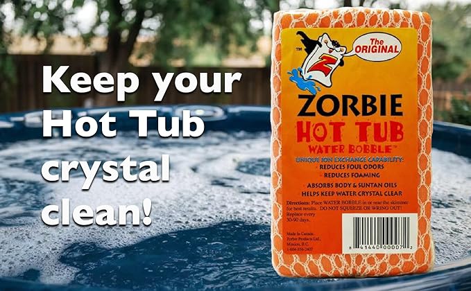 Water Bobble Hot Tub Oil Scum Absorber - Scum Absorbing Sponge for Spas and Hot Tubs - Naturally Cleaner Water with Spa Sponges for Hot Tubs - Orange Floating Bobble with String - 2 Pack