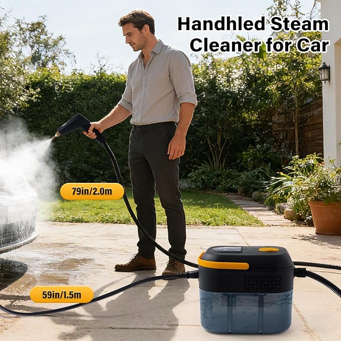 Lamberia Steam Cleaner with 16pcs Accessories, 2500W 1700ml 1.8 Quarts Tank, 6-Level Adjustable Portable Handheld Pressurized Steamer, 15s Heat-Up Steam Cleaner for Home, Car, Kitchen(YB, US Plug)