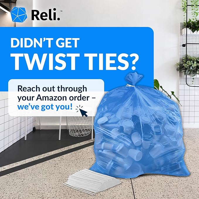 Reli. SuperValue 55-60 Gallon Recycling Bags | 75 Count | Blue Trash Bags | Made in the USA