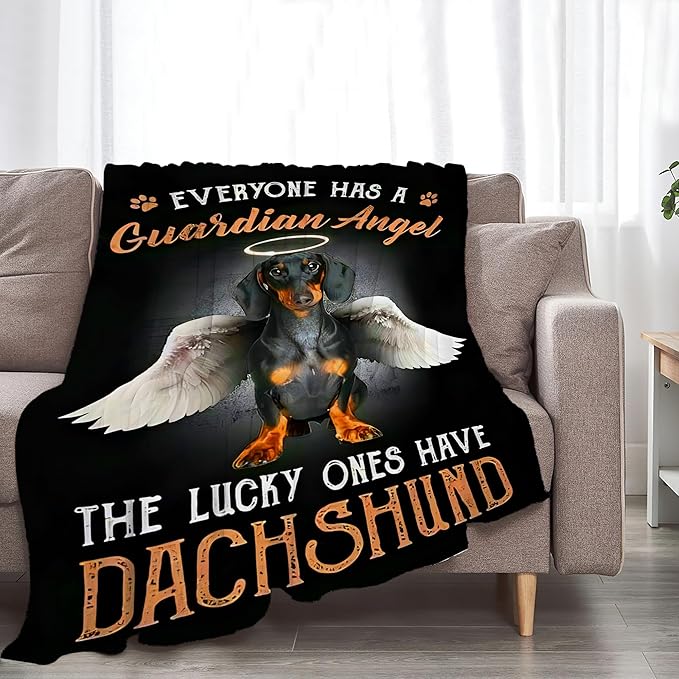 Dachshund Gifts and Decor - Cute Dog Throw Blanket for Girls, Women, Kids, Adults - Soft, Warm, Cozy Fleece Blanket for Couch, Sofa, Bed - 60"x50"