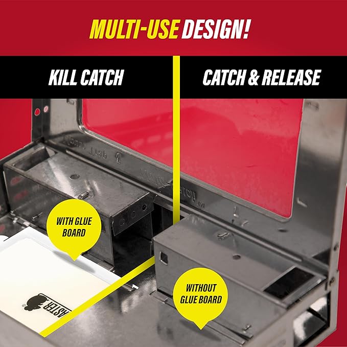 Catchmaster Multi-Catch Mouse Trap 6-Pack, Humane Mouse Traps Indoor for Home, Includes Replaceable Glue Board, Live Catch Pest Control for Garage & Shed