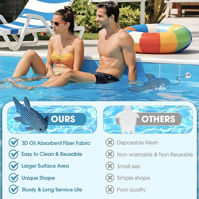 Hot Tub Scum Absorber, Hot Tub Accessories, Spa & Pool Scum Eliminating Balls,Hot Tub Scum Sponge for Hot Tub Oil Absorbing Sponge for Hot Tub Skimmer, Hot Tub Sponge Scum Remover (Shark)