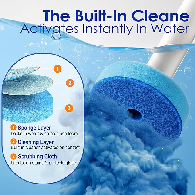 Disposable Toilet Brush with 30 Refills - Toilet Cleaning Supplies,Toilet Wand Kit with 30 High-Performance Refills,Wall Mounted Toilet Brush Holder Set for Deep Cleaning,Hygienic Bathroom Maintenance