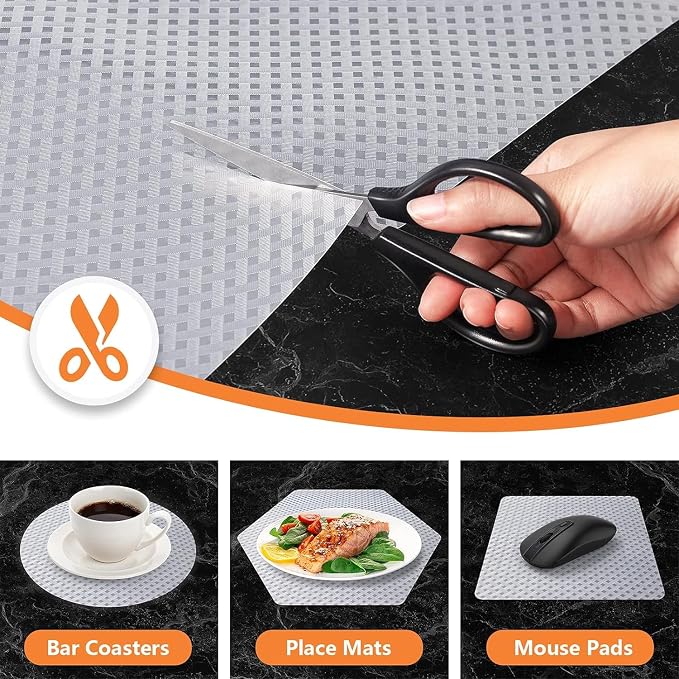Shelf Liners for Kitchen Cabinets Refrigerator Liners Waterproof & Oil-Proof Kitchen Cupboard Liner Non-Slip Drawer Mats EVA Material Non Adhesive Fridge Liner for Shelves Clear 35.4 x 236.2 Inches