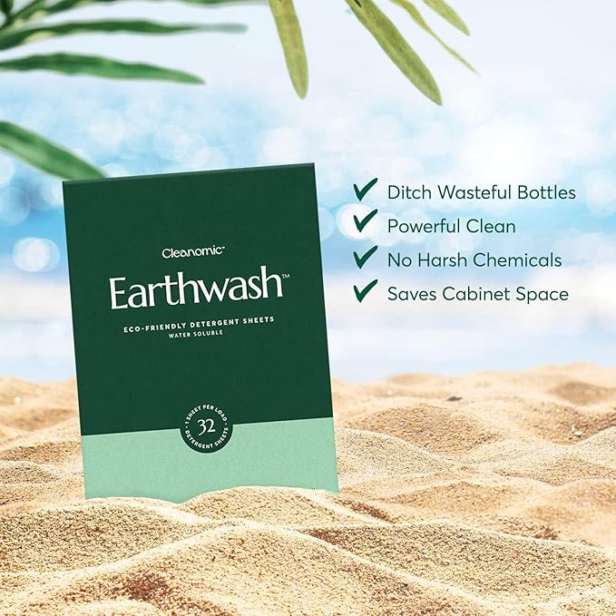 Earthwash Laundry Detergent Strips Scent-Free Hypoallergenic - Ideal for Travel & Home - 160 Strips