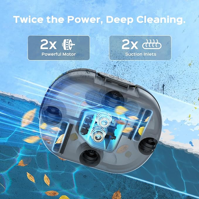 Automatic Robotic Pool Cleaner for Above Ground Pools, S1 Pro Cordless Pool Vacuum with Dual Motors, 120-Min Runtime, Large Debris Basket, Fast Charging and Auto Parking, Stone Gray
