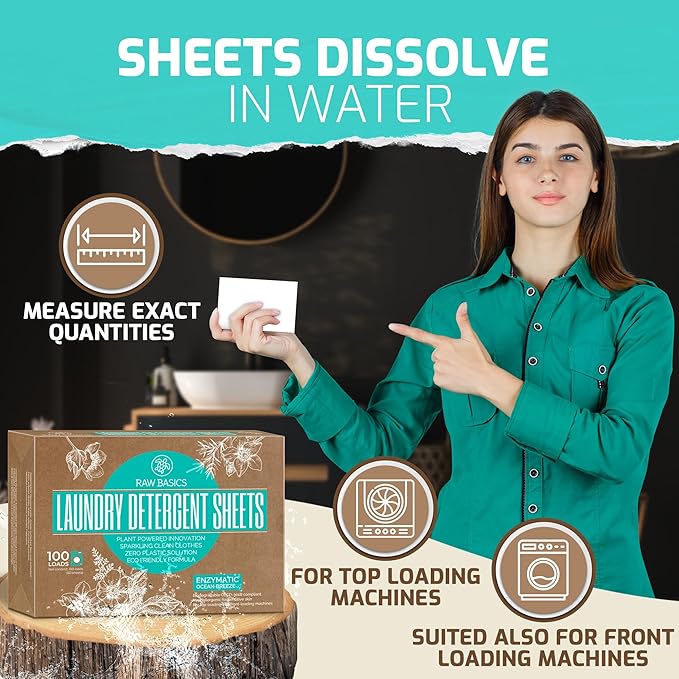 RAW BASICS Scent Boosters for Washer, Lavender Aroma, and Laundry Detergent Sheets, Ocean Breeze Scent