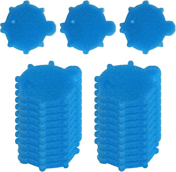 M METERXITY 2-Pack Hot Tub Scum Absorber, 12x10.5 Cm/4.7x4.1 Inch Sponge Sea Fish Pattern Scum Balls for Spa, Bathtub and Swimming Pool to Soak Up Oils Bathtub Accessories [Blue]