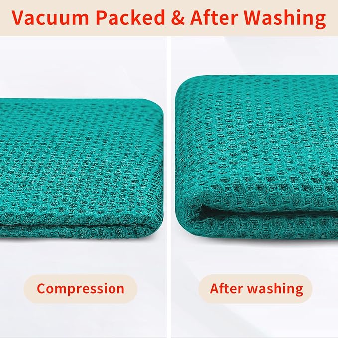 Homaxy 100% Cotton Waffle Weave Kitchen Dish Cloths, Ultra Soft Absorbent Quick Drying Dish Towels, 12 x 12 Inches, 18-Pack, Teal