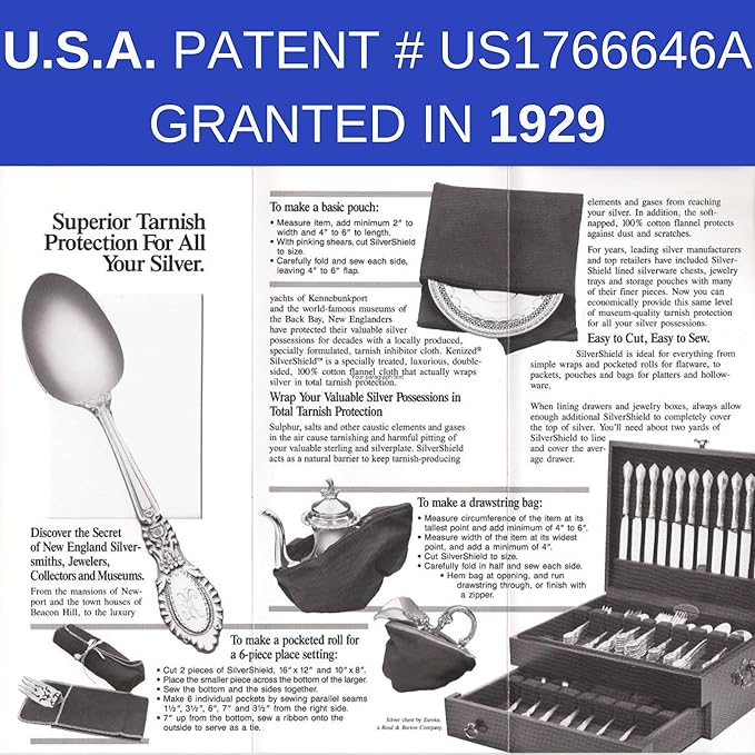 USA Made | T-STOP | Luxury Anti-Tarnish Bag for Silver Storage | Patented Proven Protection | Large 28"x28" | Royal Blue