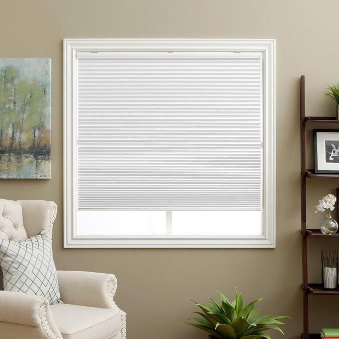 Cellular Shades Cordless Blackout Honeycomb Blinds Fabric Window Shades White(Blackout), 27" W x 48" H