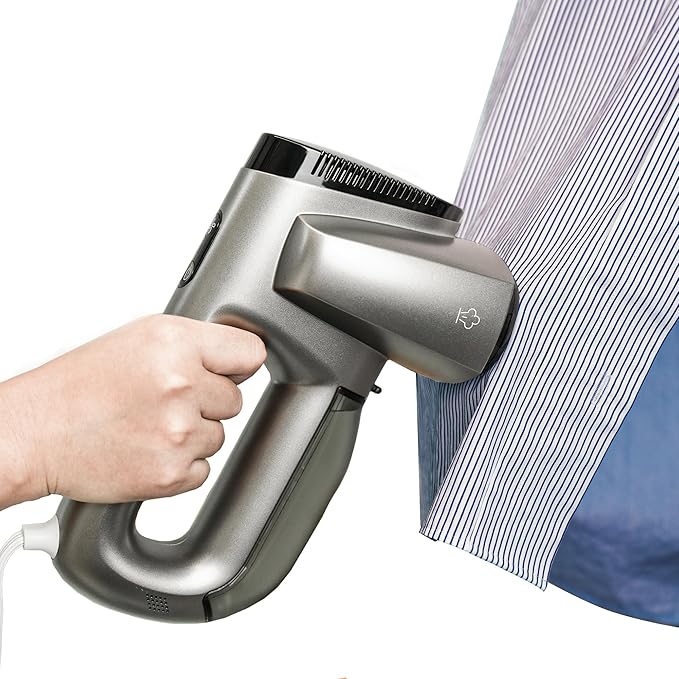 GKJ Handheld Steamer for Clothes, Garment Steamer with Auto-Grip Technology, Portable Travel Clothes Steamer, Dry Steam for Shirts, Dresses & Delicate Fabrics(for 110-120V)