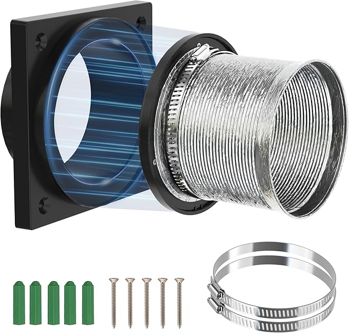 Magnetic Dryer Vent Coupling Kit, Airtight Seal Strong Magnetic Dryer Vent Connector, Quick Connect & Disconnect Flexible Exhaust Duct Adapter with Clamps & Screws for Easy Cleaning