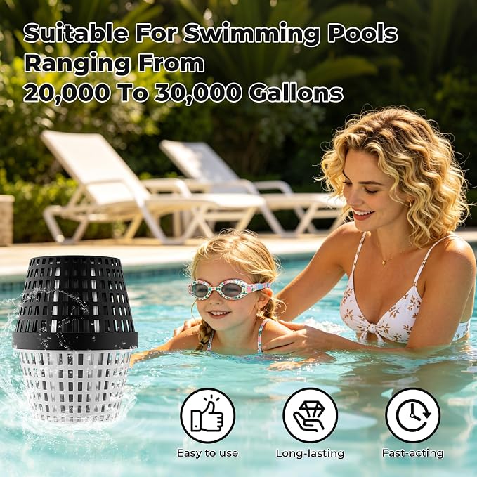 Pool Cartridge 20K-30k Gallons for Above Ground and In Ground Swimming Pools (Black and White)