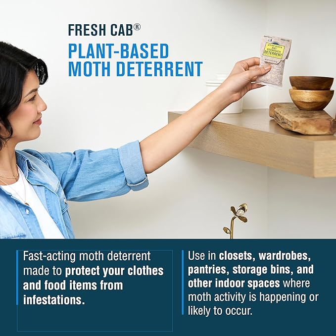 EarthKind Fresh Cab Moth Deterrent - Moth Deterrent for Closet, Pantry & More - DIY Pest Control Pouches - Cedarwood Oil & Geranium Oil - New Packaging - 6-Pack, Extended Release Pouch Pod