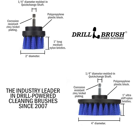 Kayak Cleaning Brush - Pool Scrubbing Tool - Boat Power Scrubber - Blue Medium Stiffness 5in Scrub Brush - Power Cleaning Tool - Fish Tank Scrubber - Aquarium Cleaner - Marine Vessels - Pool Liner