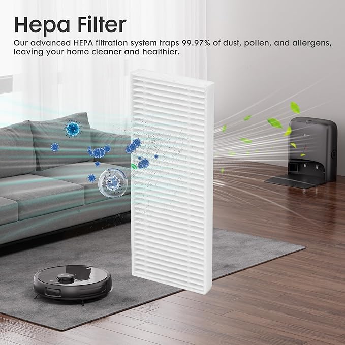 Replacement Parts for Extravis V5/V5 Pro Robot Vacuum, 4 Side Brushes, 4 Mop Cloth Pads, 4 Vacuum Dust Bags, 4 Hepa Filters