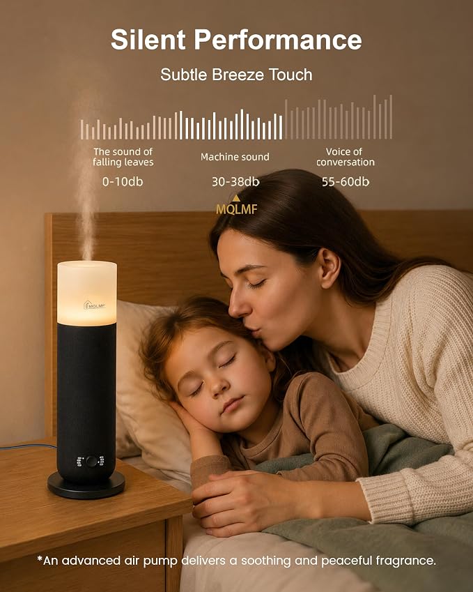 Hotel Collection Diffuser Machine,Fabric-Wrapped Design,Candlelight Atmosphere Lamp,1000 Sq Ft,Waterless Essential Oil Diffuser,Scent Air Machine for Home,Includes 2 x 60ml (2 oz) Oils - Black