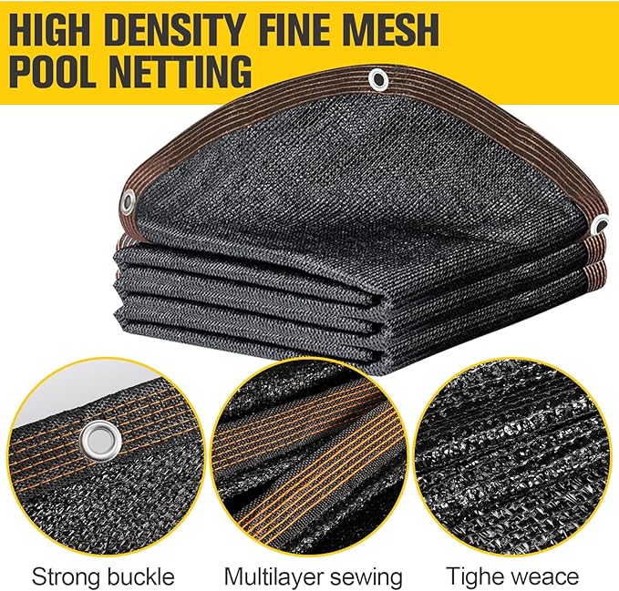 Pool Leaf Net Cover18 ft Round, Fine Mesh Leaf Net for Above Ground Pool, Winter Pool Cover18ft Round Above Ground, Cover Size: 18-Feet Dia (Includes 3-feet Overlap) (Black -Round, 18FT)