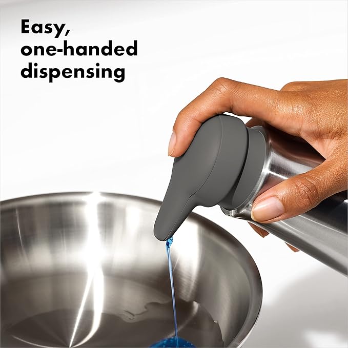 OXO Good Grips Stainless Steel Soap Dispenser and Stronghold Suction Sponge Holder