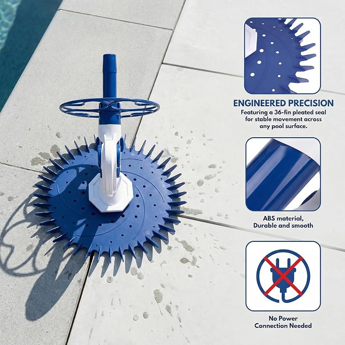 Automatic Pool Cleaner for Inground & Above Ground Pools, Powerful Suction-Side Pool Vacuum Sweeper with 33FT Hose, Efficiently Climbs Walls for Spotless Cleaning