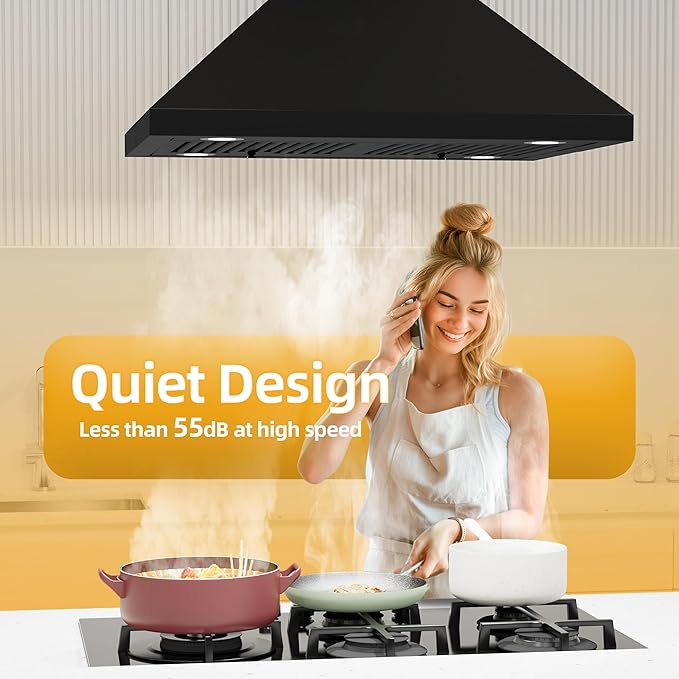 FIREGAS Island Mount Range Hood 30 Inch, 700 CFM Ducted/Ductless Convertiable Kitchen Hood, Pyramid Style Ceiling Mount Range Hood with Gesture Sensing & Touch Control,Permanent Filters, LED Lights