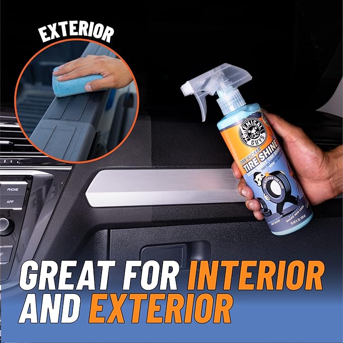 Chemical Guys SPI_103_16 Sprayable Leather Cleaner and Conditioner in One for Car Interiors, Apparel, Leather Scent, 16 fl oz & TVD11316 Tire Kicker Sprayable Extra Glossy Tire Shine, 16 fl oz