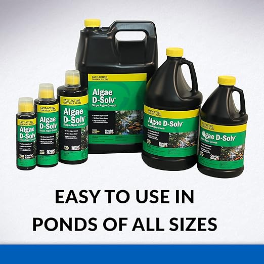 CrystalClear Algae D-Solv EPA Registered Pond Algaecide, 16 oz | Fast-Acting algae control for fountains & outdoor ponds containing koi & other fish, 16 oz treats 5,760 gallons.