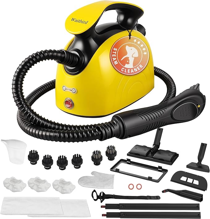 Waitbird Handheld Steam Cleaner, 4.5 Bar High Pressure 248°F Fast Heating Steam Cleaner with 21-Piece Accessories, Chemical Free Multi-Purpose Steamer for Floors, Tile, Grout & Kitchen Grease