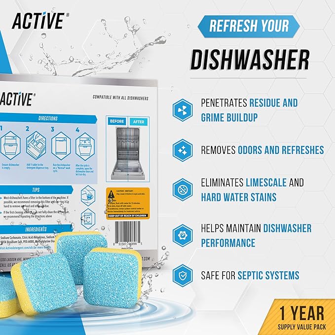 ACTIVE Espresso Machine Cleaner and Dishwasher Cleaner - Includes 120ct Espresso Maker Cleaning Tablets and 24ct Dishwasher Cleaning Tablets