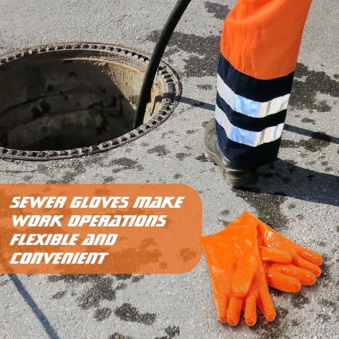 5 Pairs Sewer Snake Glove PVC Non Slip Sewer Gloves Drain Cleaning Glove Plumbing Tools for Professional Plumber