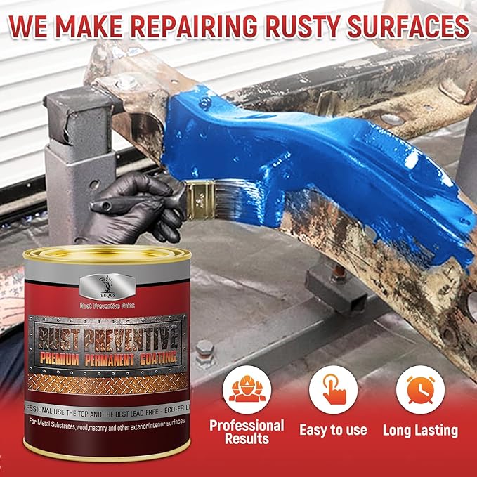 Water-Based Metal Anti-Rust Paint, High Gloss Blue 16 fl oz, Metal Primer and Protective Coating, Rust-Proof Coating, Permanent Protection Against Rust and Corrosion
