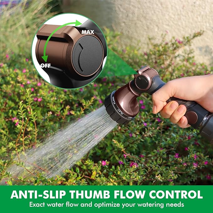 RESTMO Heavy Duty Hose Nozzle, Metal Garden Water Hose Sprayer, Thumb Control, On Off Valve, High Pressure Nozzle Sprayer for Watering Plants, Car and Pet Washing