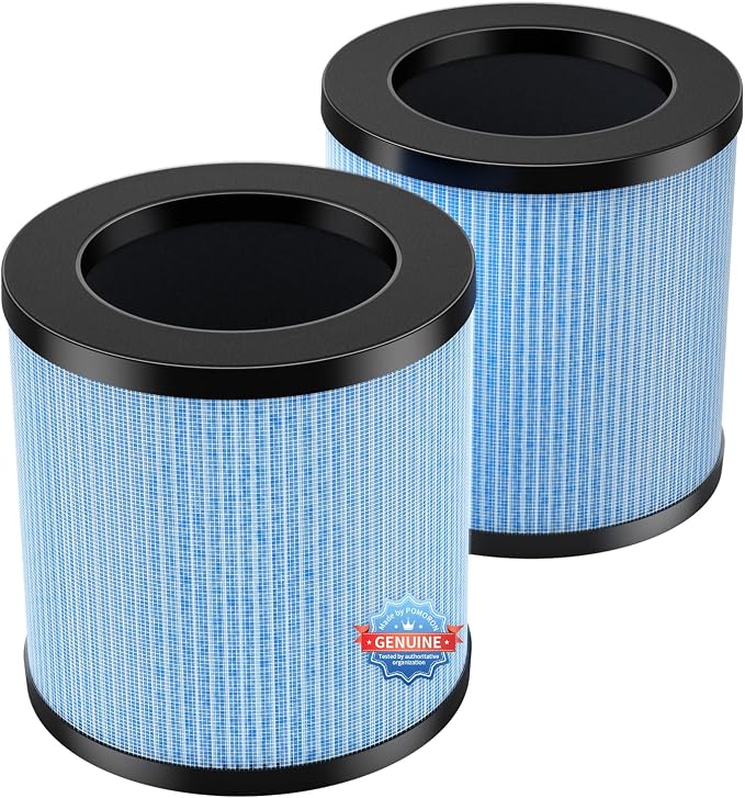 POMORON MJ002H Air Purifier for Home(One 3-Layer Original Filter Included) and One Set of 4-Layer Premium Filters(2 Packs)