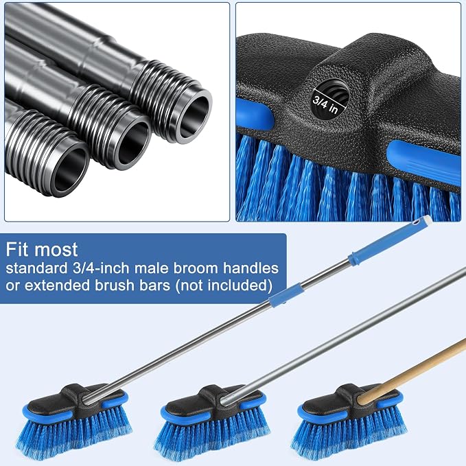 Car Wash Brush Head with Soft Bristle, 8in Car Cleaning Brush with Protective Bumper for Cleaning Auto Cars Trucks RV Boat Deck (4 Pack)