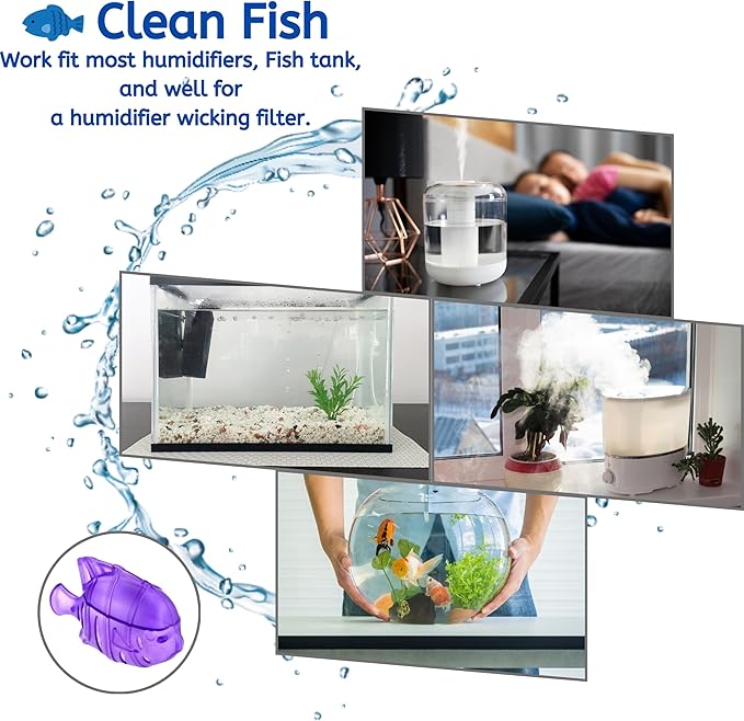 Nispira 24 Fish Universal Demineralization Cleaners for Protec Guardian Aquastick Humidifiers Ultrasonic Evaporative Dehumidifiers Hard Water Removes White Dust Odor
