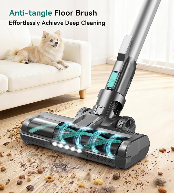 S10K Cordless Vacuum Cleaner, 55Kpa 60mins Lightweight Stick Vacuum with Powerful Suction for Home, Rechargeable, Self-Standing, Handheld Vacuum Cleaners for Hardwood Floors, Carpets, Green