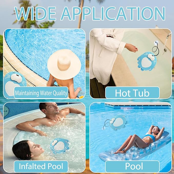 Hot Tub Scum Absorber - Sea Lion Hot Tub Floating Sponge - Scum Remover - Reusable Hot Tub Scum and Oil Absorbing Sponge to Keep Water Clean - Sky Blue